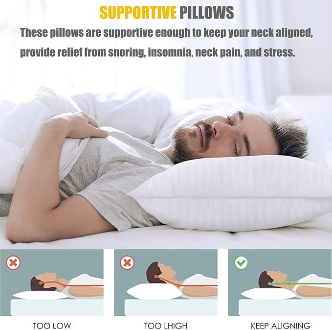 Bed Pillows for Sleeping: Queen Size Microfiber Pillows 2 Pack - Ultra Soft Breathable Down Alternative Pillows - Hotel Luxury Collection Pillows for Back Stomach or Side Sleepers (Queen)