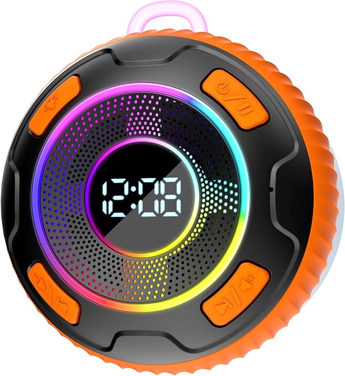 Portable Bluetooth Speaker with Lights, Stocking Stuffers, Powerful Crystal Clear Sound, Waterproof, All Day Playtime,TWS Paring, Small Wireless Speaker for Outdoor,