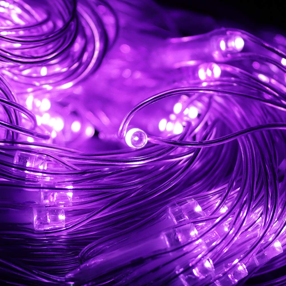 Vicila Net Light Outdoor Mesh Christmas Decorations  100Led String Light Plug In Connectable Tree Warp Hanging 5Ft X 5Ft For Halloween  Shrubs  Lawn  Backyard  Walkway  Bushes  Garden Decor-Purple