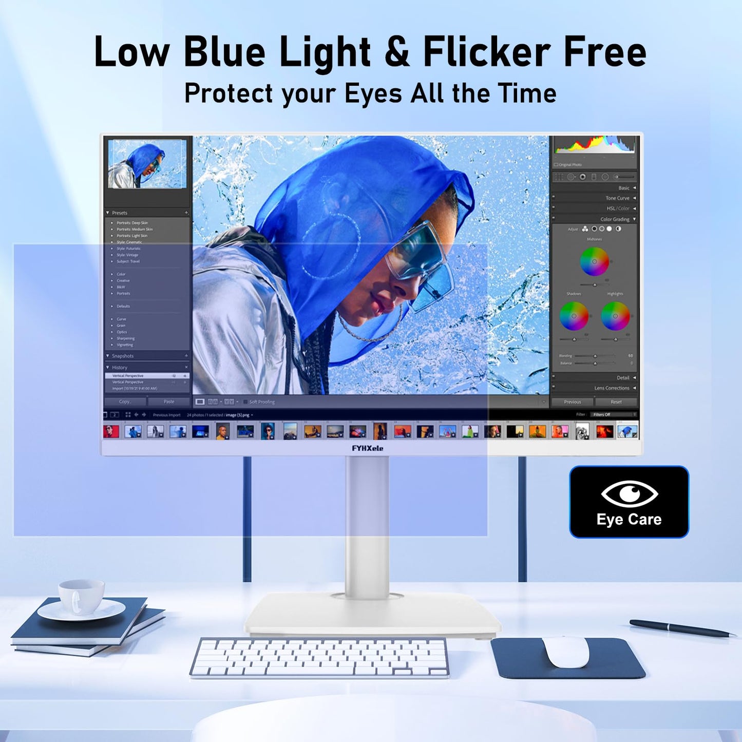 FYHXele 27 inch 4K Gaming Monitor, UHD 3840x2160 Fast IPS Panel Computer PC Monitor, 120Hz, 100% sRGB, FreeSync & G-Sync, HDR 400 Support, HDMI 2.1 & DP 1.4, VESA Mountable-White