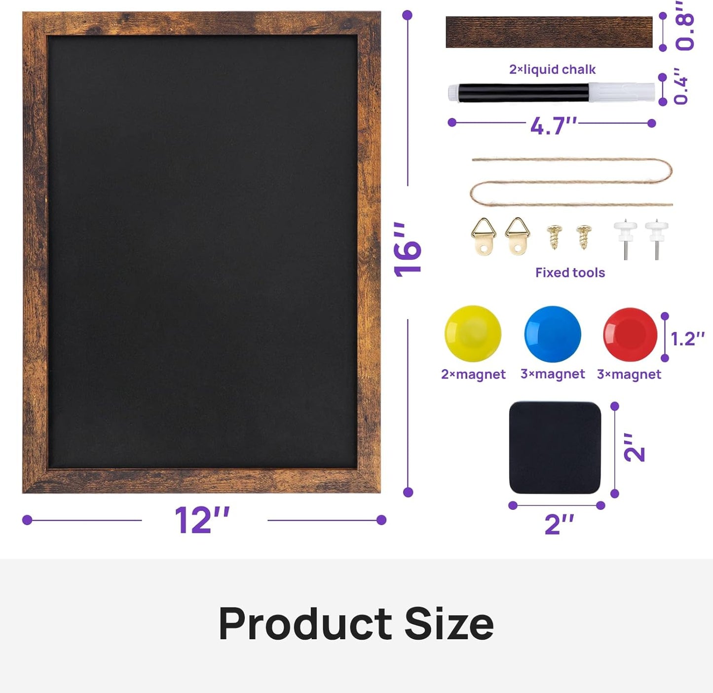 Magnetic Chalkboard, 12x16 Inches Blackboard for Wall, Black Dry Erase Board for School, Office, Home, Bar and Restaurant Menu