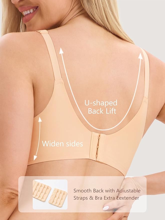 Angelhood 3 Pack Nursing Bras for Breastfeeding Seamless Pregnancy Maternity Bra Wireless Sleep Bralette with Extenders