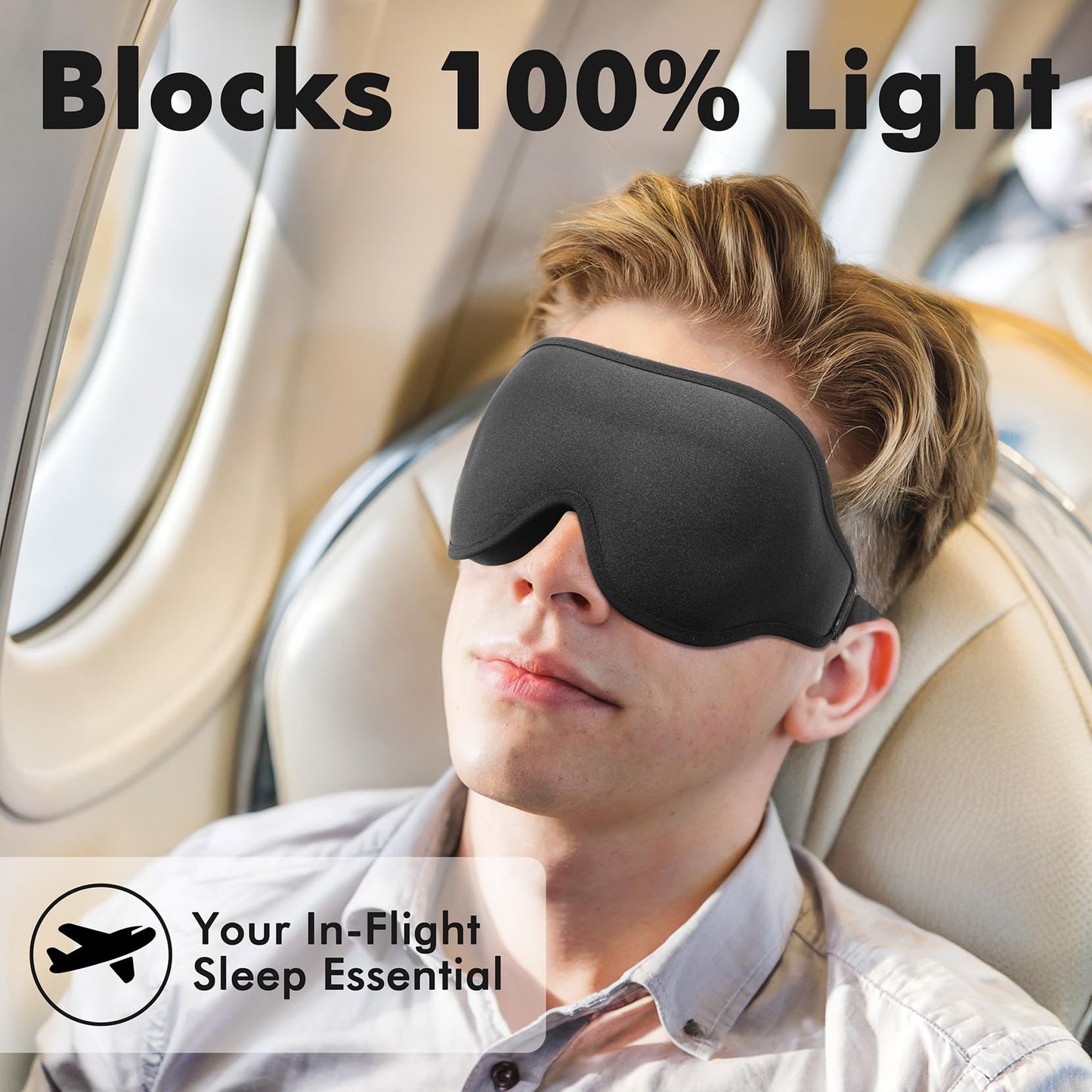 Weighted Eye Mask for Sleeping, 3D Contoured Sleep Mask Blackout with Adjustable Strap, Lash Extensions Sleeping Mask for Travel, Eye Cover Blindfold for Men Women (Black, 4.6oz)