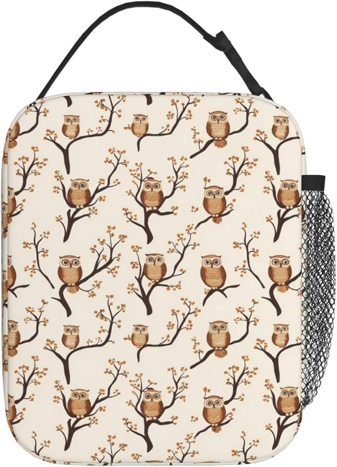 Owl Lunch Box Insulated Lunch Bag for kids Girls Boys,Reusable Lunch Box Containers for Women Men,Durable Cooler Tote Bag Lunchbox for Office/School/Picnic
