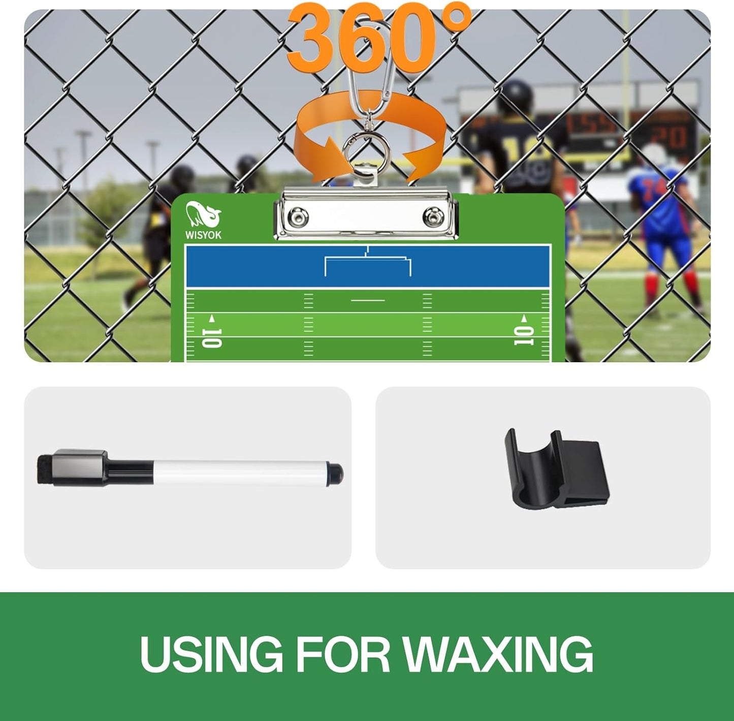 WISYOK Double-Sided Football Dry Erase Clipboard for Coaches, Ideal Coach Gift