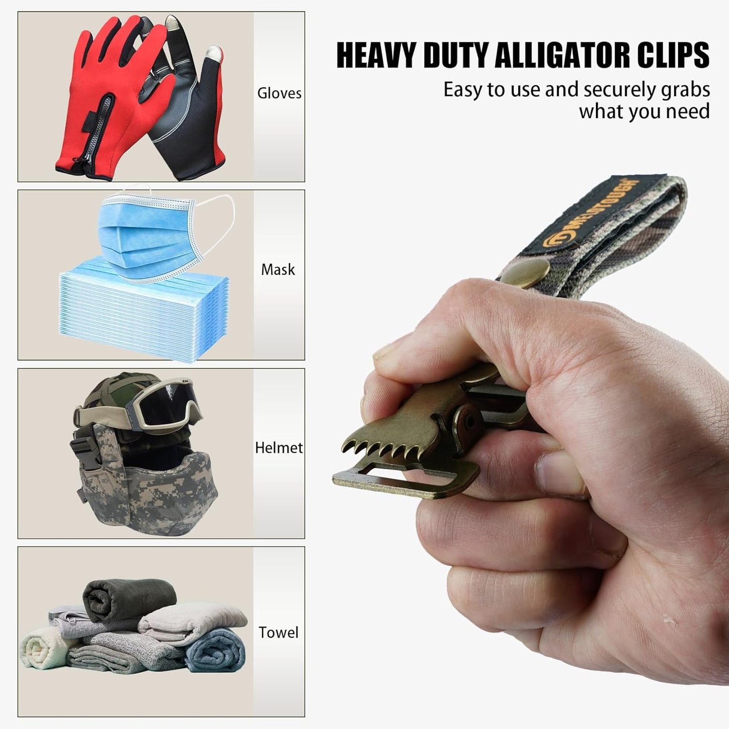 MELOTOUGH Glove Clip Tactical Glove Clips Work Glove Holders Strap with Alligator Clip for Tool Belt,Tool Bag,Tool Backpack
