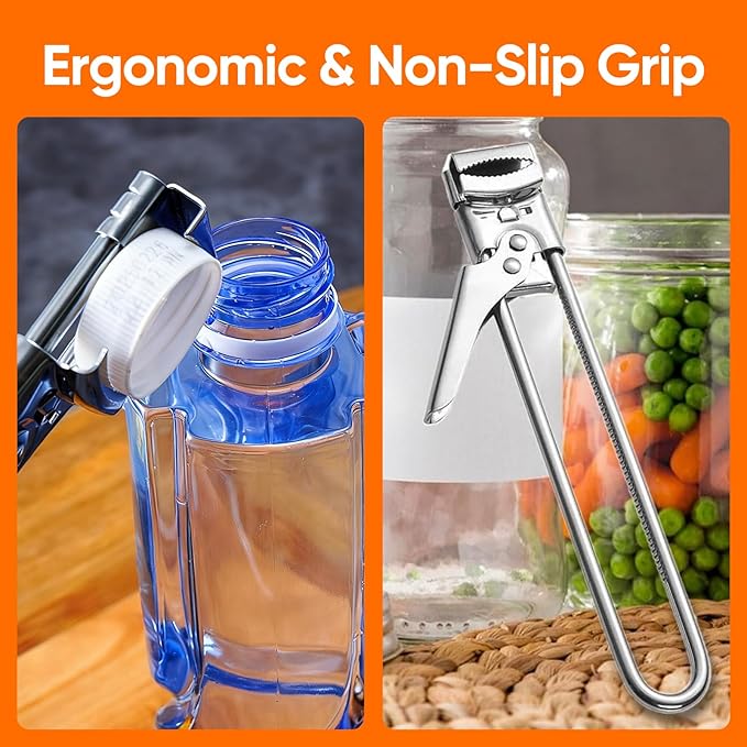 Jar Opener for Weak Hands, Adjustable Stainless Steel Lid Gripper, Effortless Multifunctional Bottle Opener for Seniors & Arthritis, Manual Jar Gripper Kitchen Accessories (2)