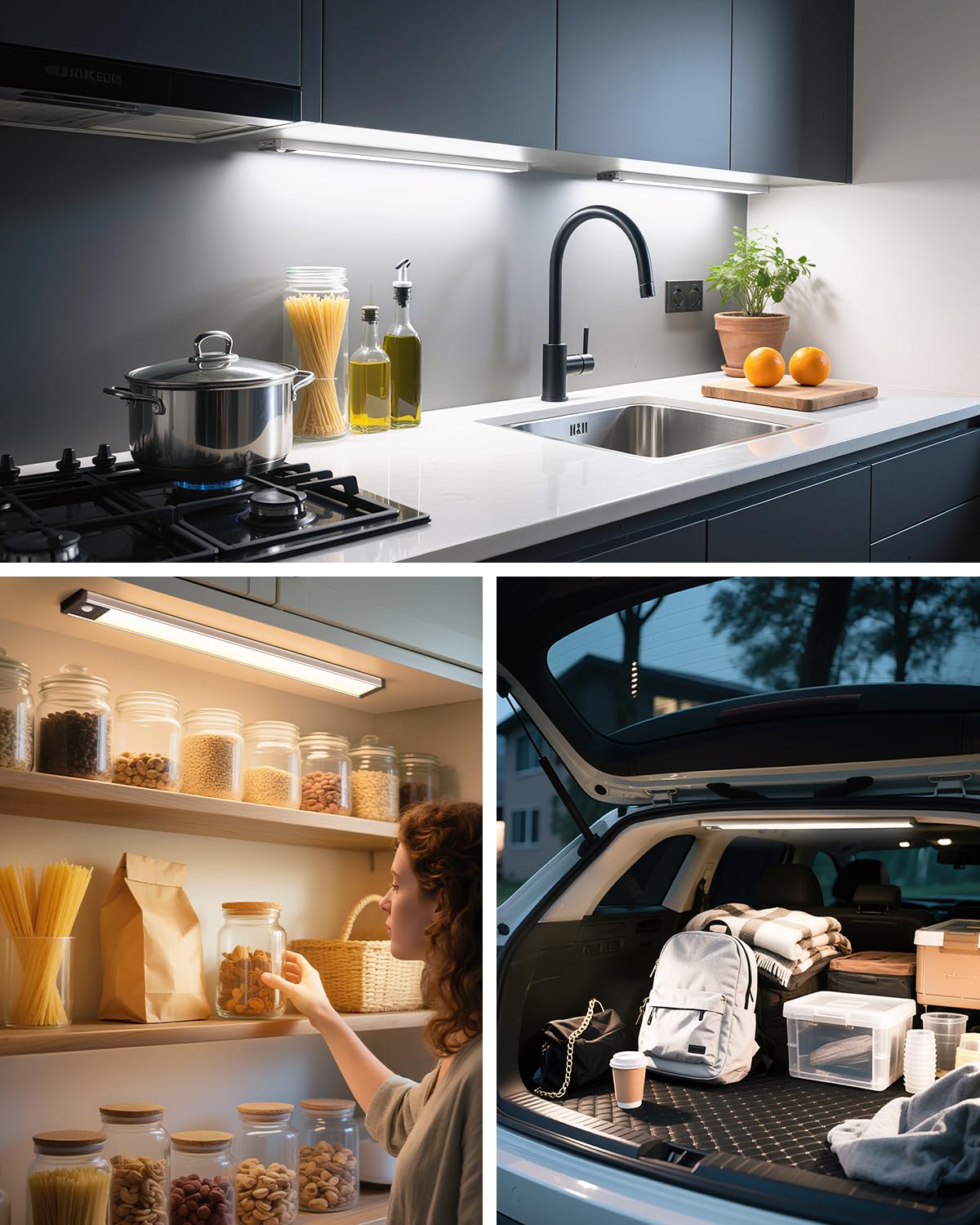 Goodea 17.5Inch Under Cabinet Lighting  4500Mah Rechargeable Battery Motion Sensor Light Indoor  Wireless Under Cabinet Lights For Kitchen  Closet(4 Pack)