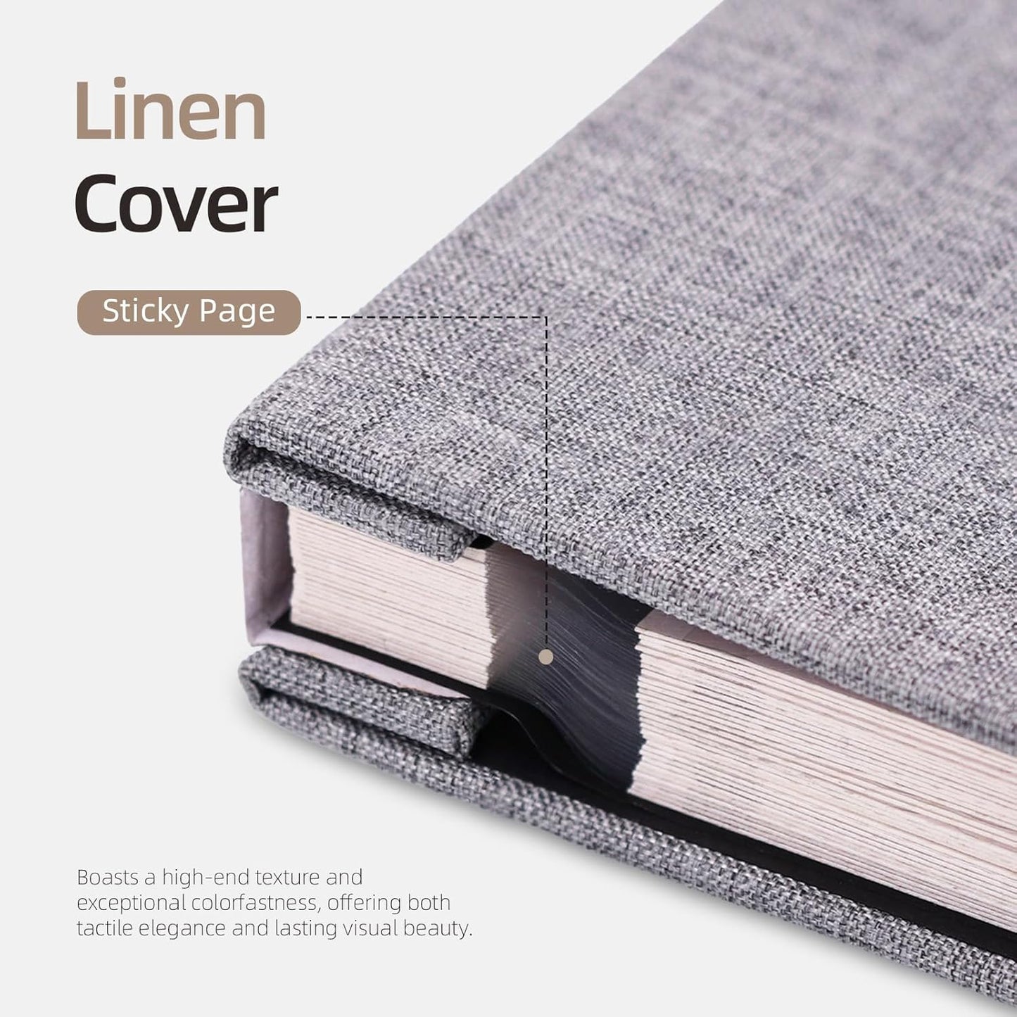 Vienrose Photo Album Self Adhesive 4x6 5x7 3x5 8x10 Scrapbook Album DIY Scrap Book with A Metallic Pen (11"x10.6" 60 Pages, Grey)