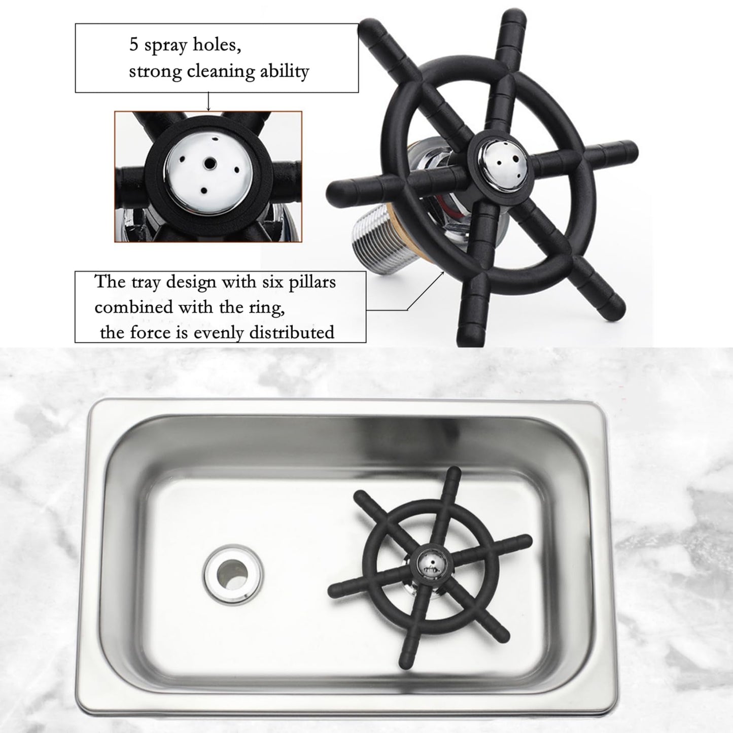 DIBTSA Pitcher Rinser, Automatic Glass Cup Washer, Stainless Steel Coffee Milk Tea Cup Cleaner Sink, for Home Kitchen Hotel Bar Restaurant (10.4x6.4x2.6 Inch)