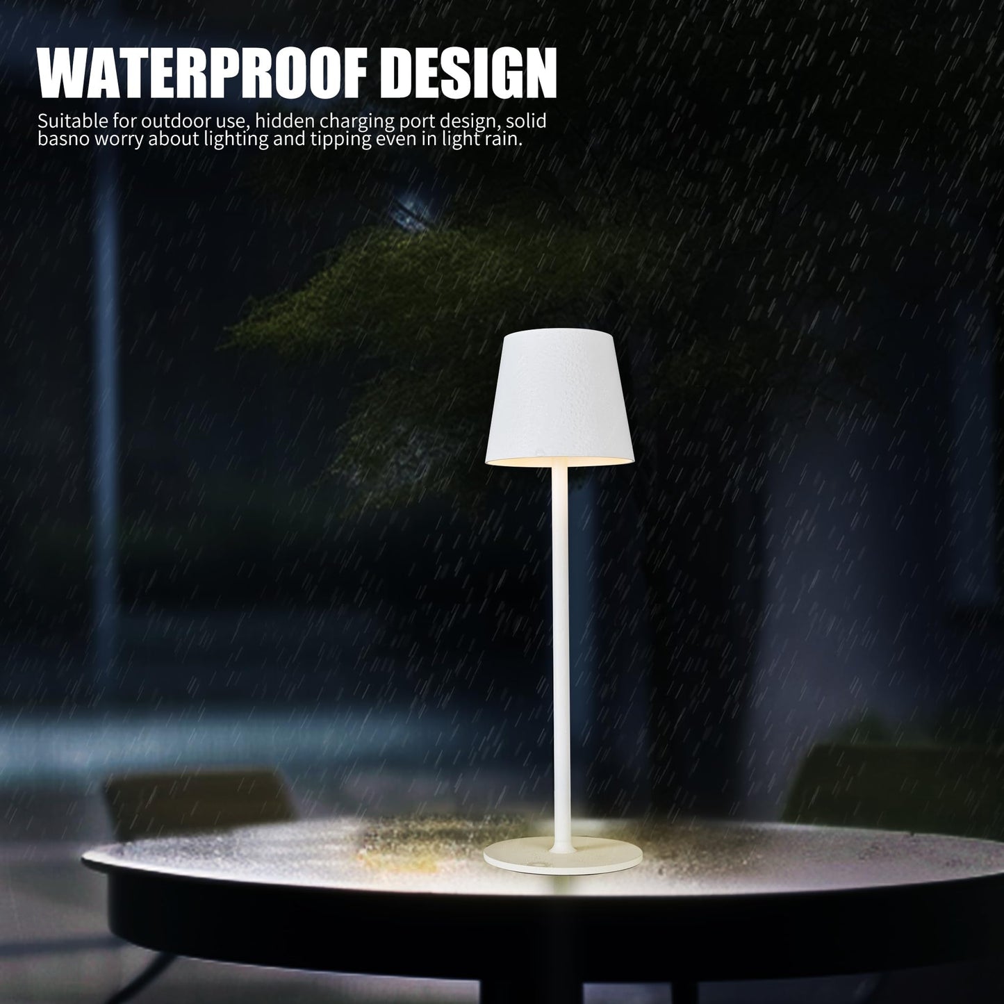 BGFHome Cordless LED Desk Lamp, 5000mAh Rechargeable, Touch Control, Minimalist Design, White, Model DLWHITE