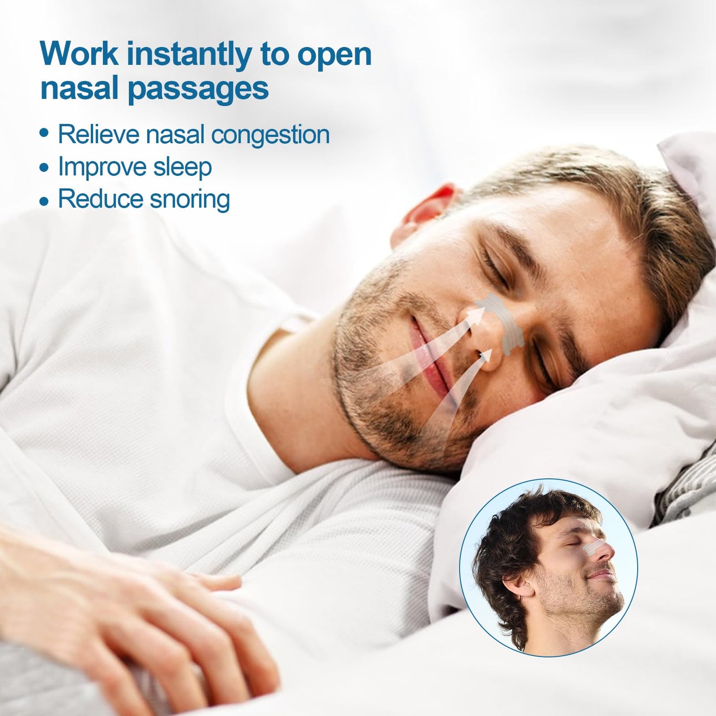 MYMULIKE Invisible Clear Nasal Strips for Snoring, 60 Count Nose Strips for Breathing, Extra Strength Nasal Strips, Lift for Open Feeling During Sleep & Sports