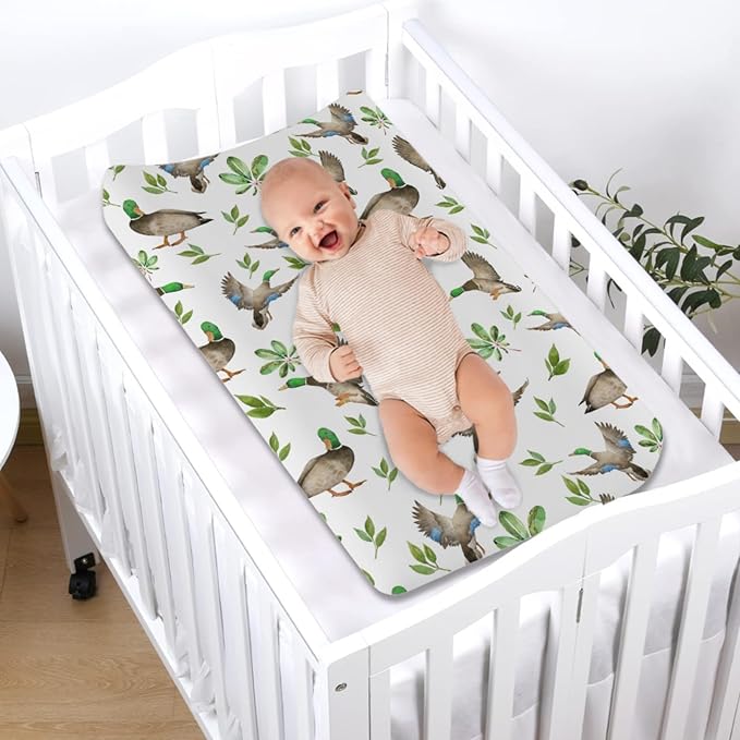 Baby Hunting Wild Duck Leaves Changing Pad Covers for Baby Boys or Girls 32''x16'' Mallard Ducks Unisex Fitted Changing Table Sheets Comfort Soft Breathable Baby Diaper Changing Table Mats