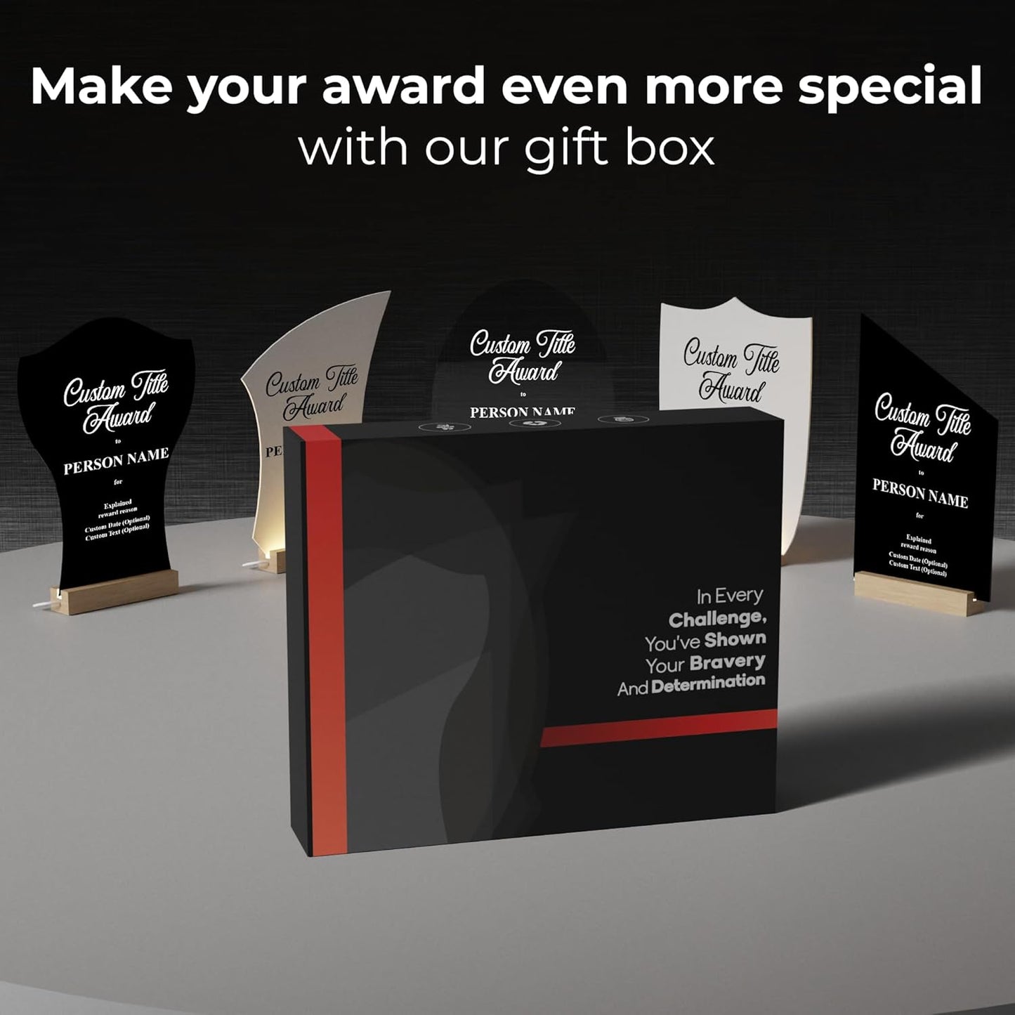 EGD Personalized Acrylic Trophy Award for Activities I Custom Trophy Plaque I Customizable Awards and Trophies I Customize Your Employee Appreciation Gifts (Wide 8" x 10" Height) (Award No Logo)