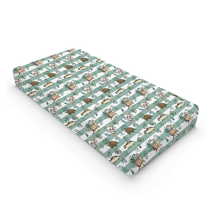 Baby Australian Animals Baby Changing Pad Covers for Boy Girl 32''x16'' Cute Koala Green Tropical Leaves Fitted Diaper Change Table Sheets Baby Animals Stripes Soft Breathable Baby Changing Table Mats