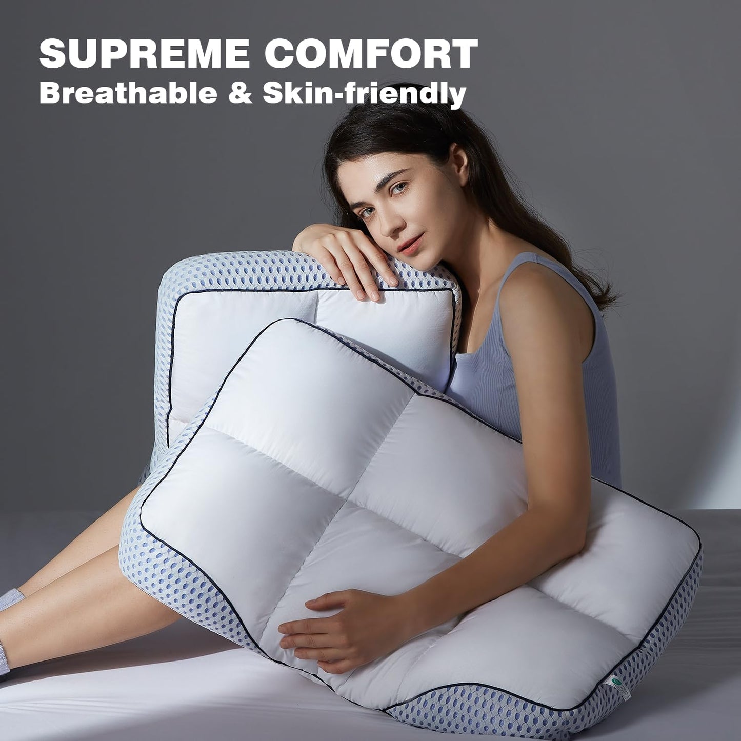 Glaciman Shredded Memory Foam Pillow for Side & Back Sleepers - Ergonomic Pillow with Breathable Cooling Mesh Gusset, Queen (15"x25"x4"), Pack of 1