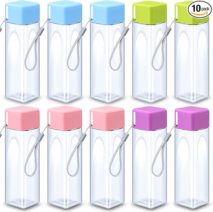 Mifoci 10 Pieces Water Bottle Bulk 17 oz Plastic Sports Water Bottles for Adults Reusable Leak Proof Portable Drink Bottles with Leak Proof Lid for Outdoor Fitness