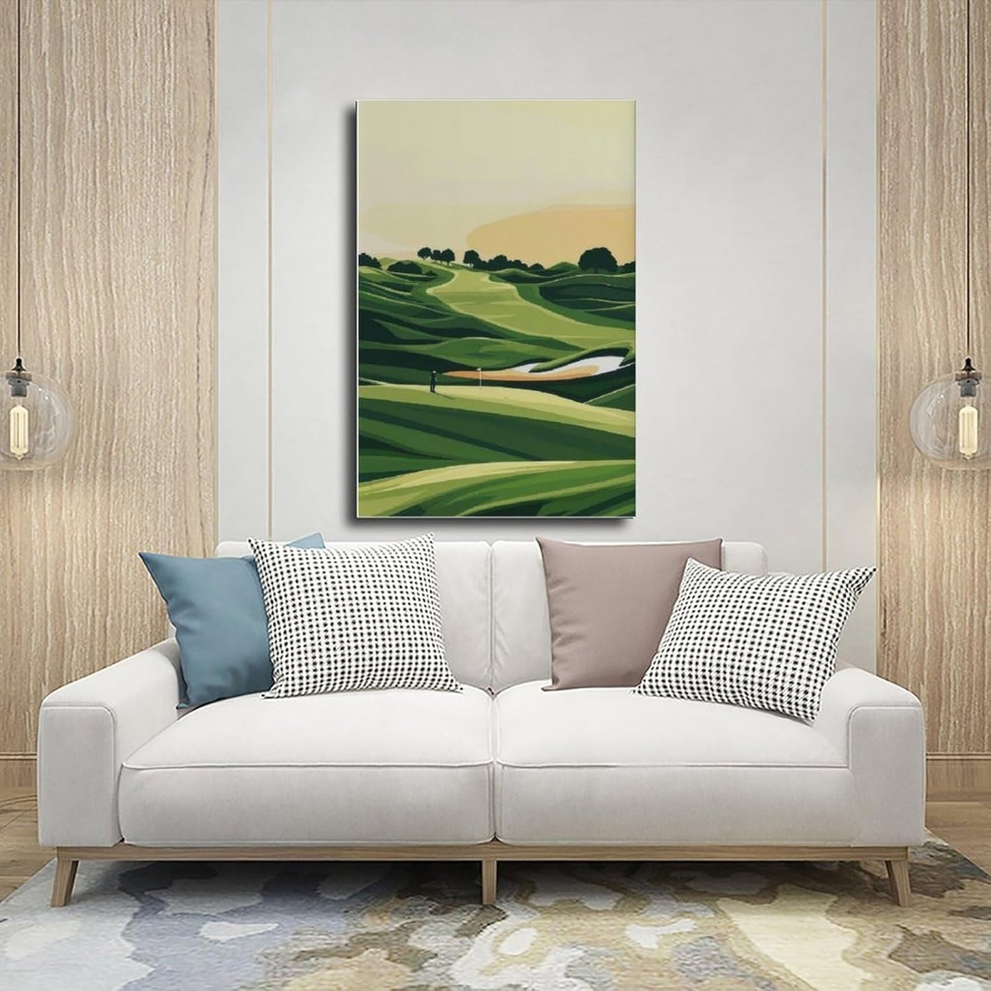 9W Golf Course Poster Green Scenery Decoration Wall Art for Office Living Room Unframe-style 12x18inch(30x45cm)