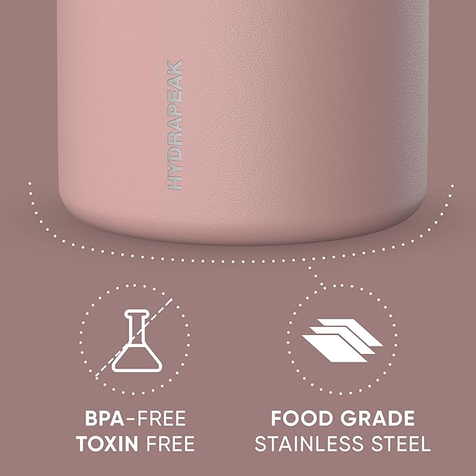 Hydrapeak 25oz Stainless Steel Vacuum Insulated Food Jar for Hot Food and Cold Food, Wide Mouth Leak-Proof Soup Jar for Adults, 10 Hours Hot and 16 Hours Cold (Rosewood)