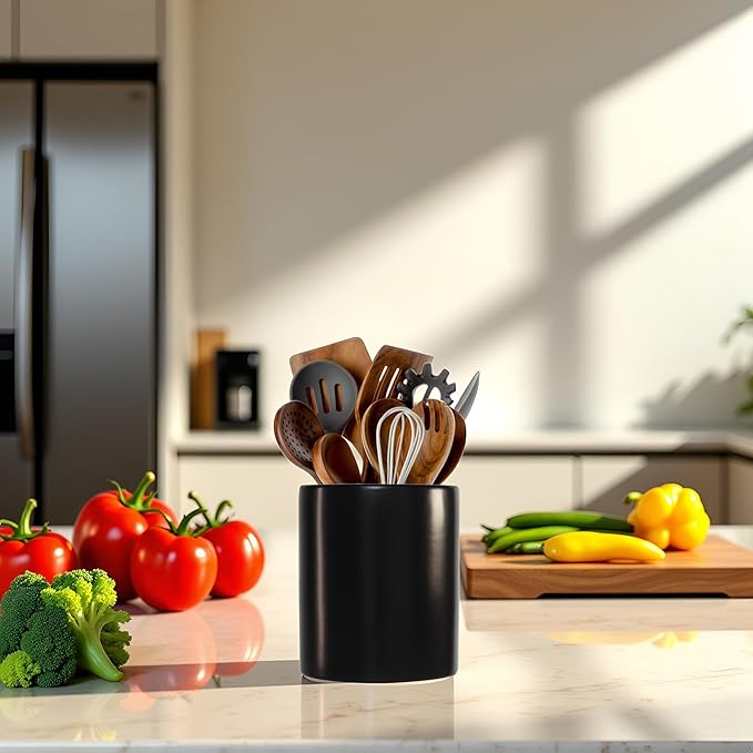 Spatula Holder Cooking Utensil Holder Modern Farmhouse Spatula Holder Crock for Home Decor Solid Ceramic Matte Not Easy To Slip