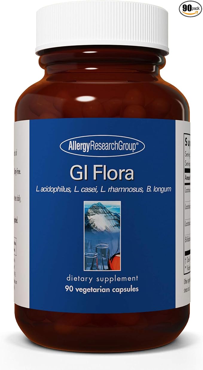 Allergy Research Group GI Flora Supplement - Probiotic for Digestive Health, Gut Health for Men & Women, Lactobacillus and Bifidobacterium - 90 Count
