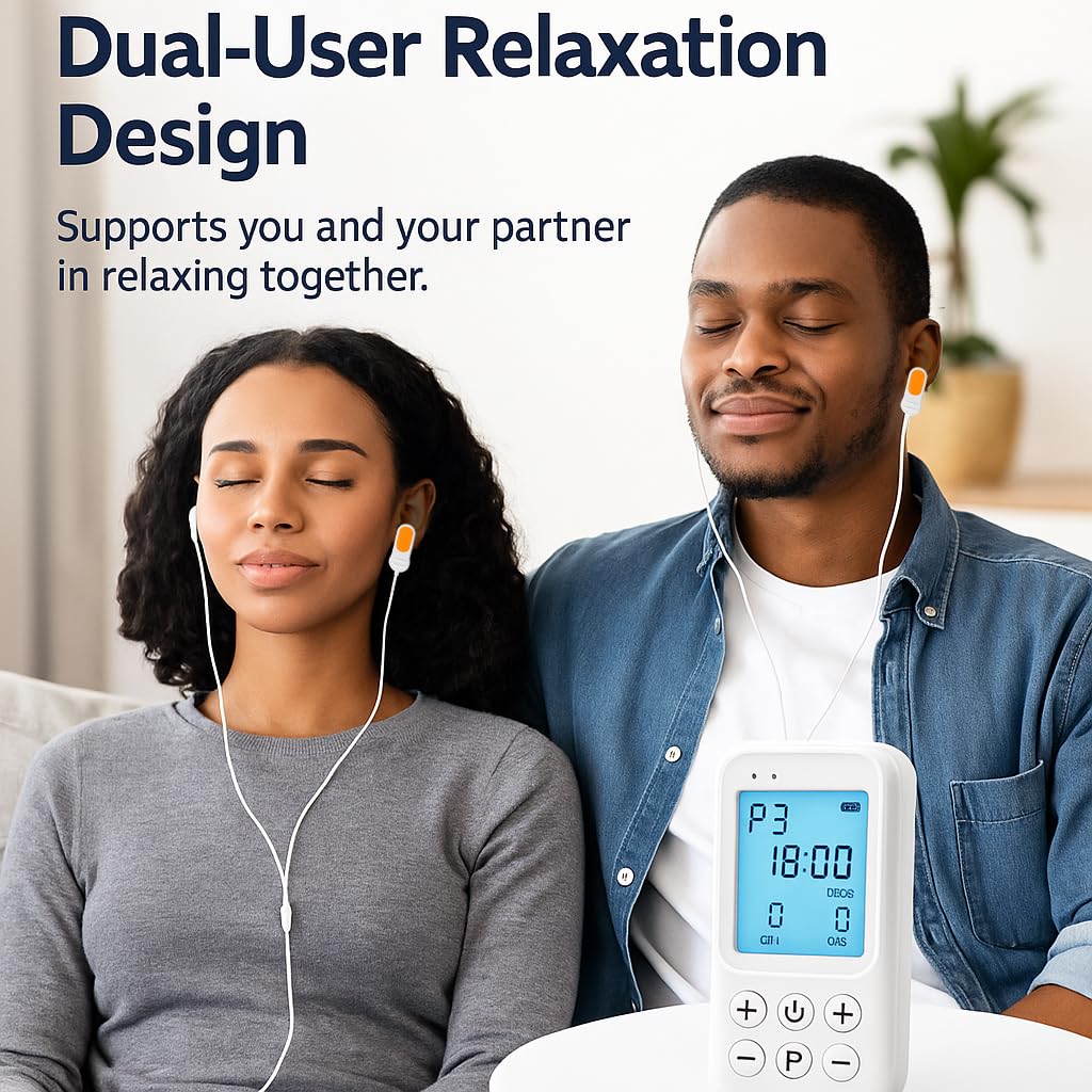 Dual Ear Clip Relaxation Device – 3 Modes & 20 Intensity Levels, Gentle Calming Device for Better Rest, Stress Relief & Focus Support, Relaxation Gifts for Women & People with Anxiety