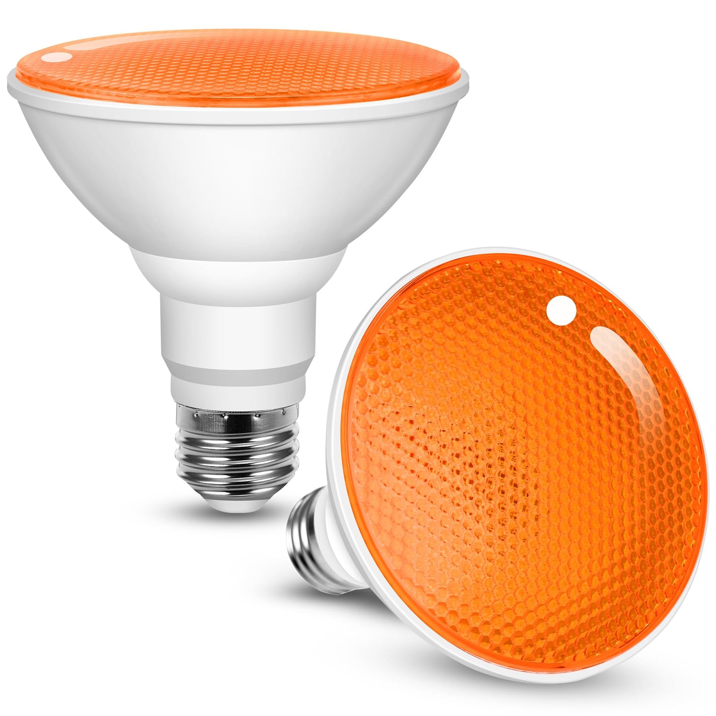 JandCase LED PAR30 Orange Flood Lights, 12W (100W Equivalent), E26, 2 Pack, Non-Dimmable, Outdoor Lighting for Home and Parties