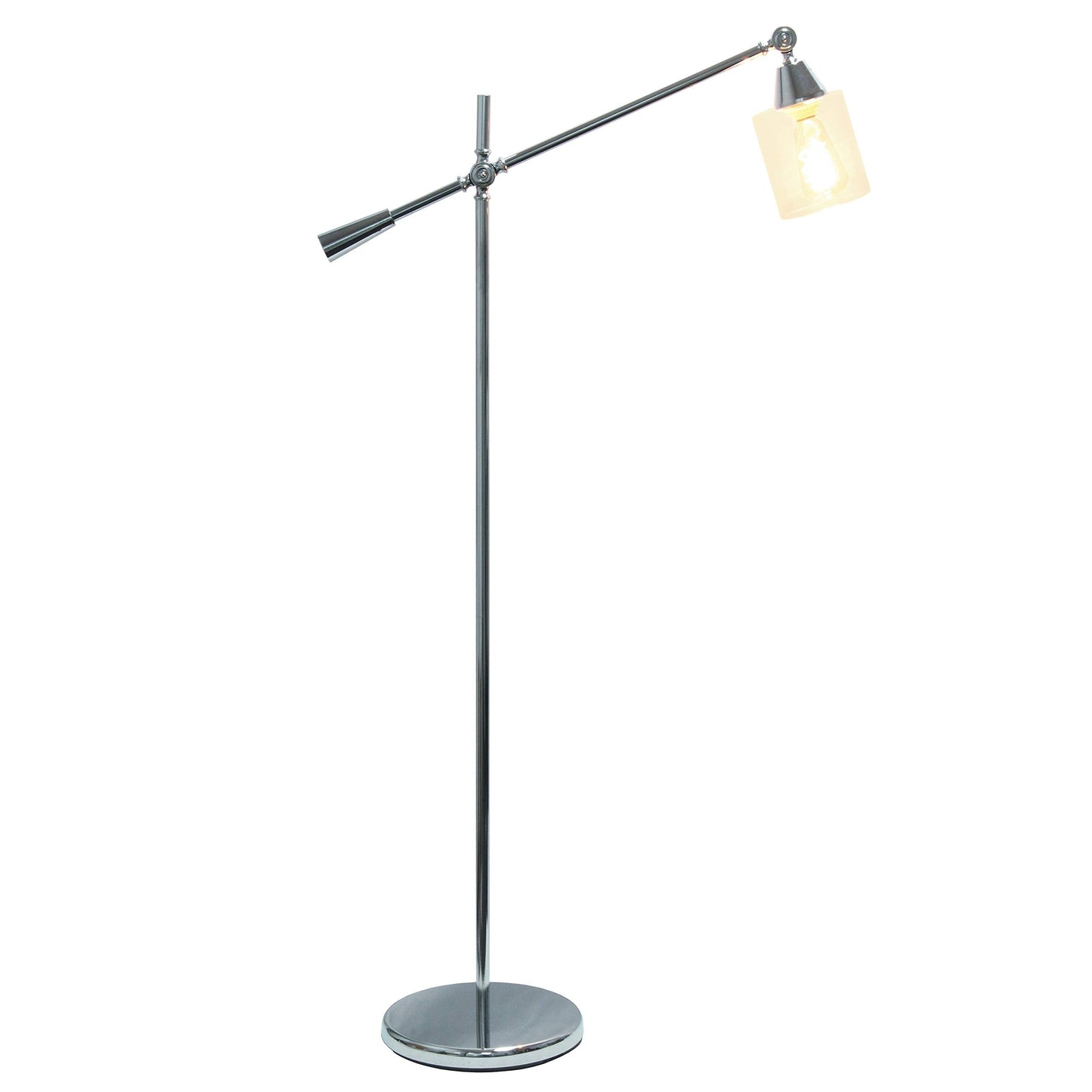 Elegant Designs LF1030-CHR Chrome Floor Lamp with Glass Shade, 30inL x 11inW x 56inH, Metal Construction