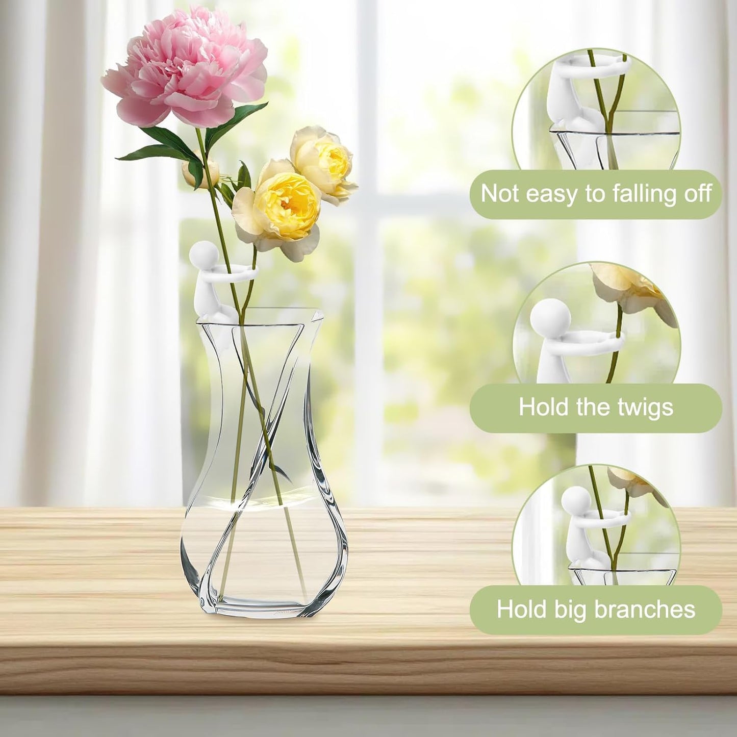 Plant Propagation Buddy, Plant Cutting Holders People, Plant Nurturing Decorative Plant Supports, Propagation Friends for Indoor Gardens or for Sprouts, Stems, Shoots and Cuttings(3PCS-White)
