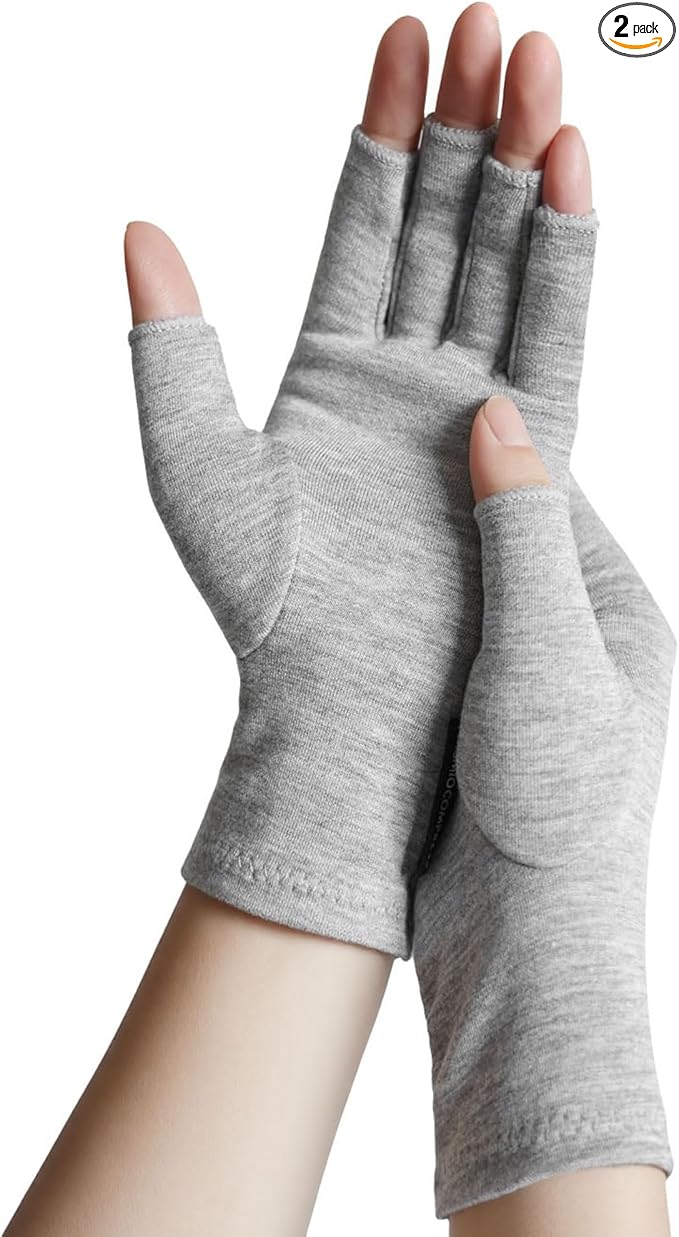 ANSMIO Rayon Derived from Bamboo Compression Gloves – Fingerless Arthritis & Carpal Tunnel Support, Lightweight Moisture-W...