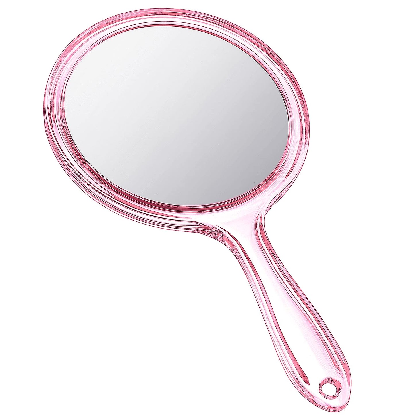 Jetec Double Sided Handheld Mirror - 1X/ 2X Magnifying Mirror with Handle - Rounded Shape Makeup Mirror (Pink)