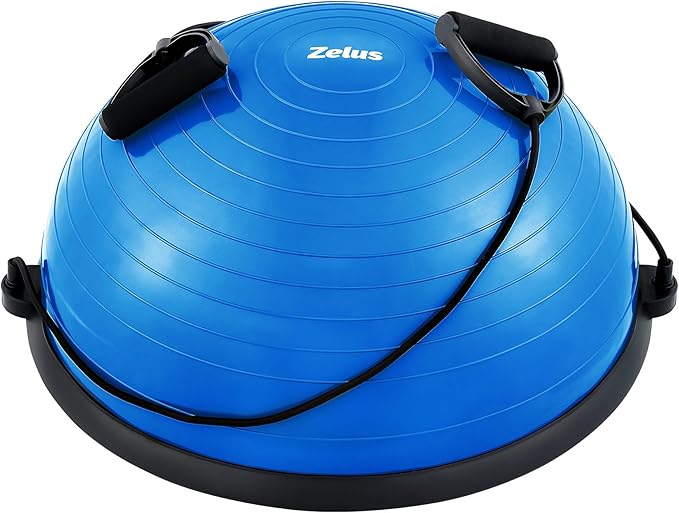 ZELUS Balance Ball Trainer with Resistance Bands and Foot Pump, Inflatable Yoga Ball for Home Gym Workouts, 23 Inch Exerci...