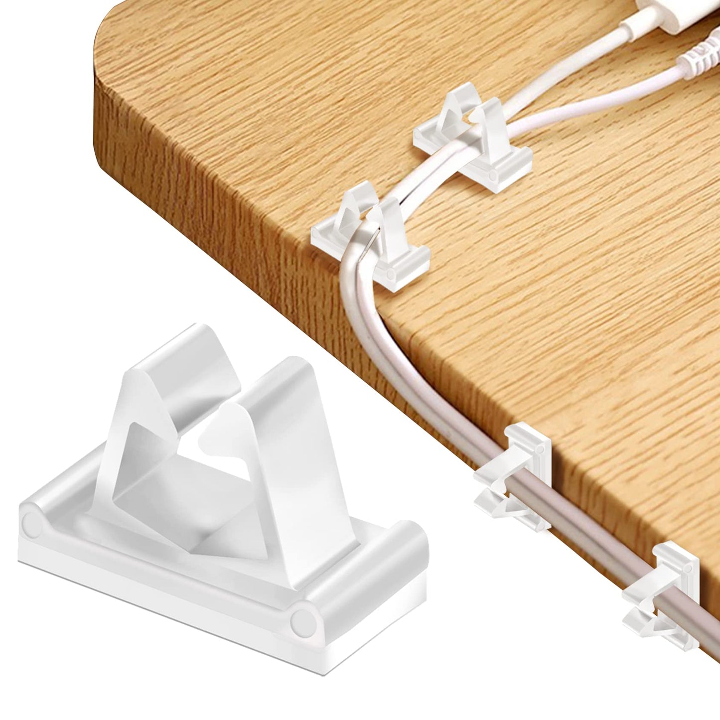 M Cable Clips Nylon White, Strong Adhesive Wire Rope Clamp Vertical Cable Management Phone Charging Cord Organizer For Desk Car