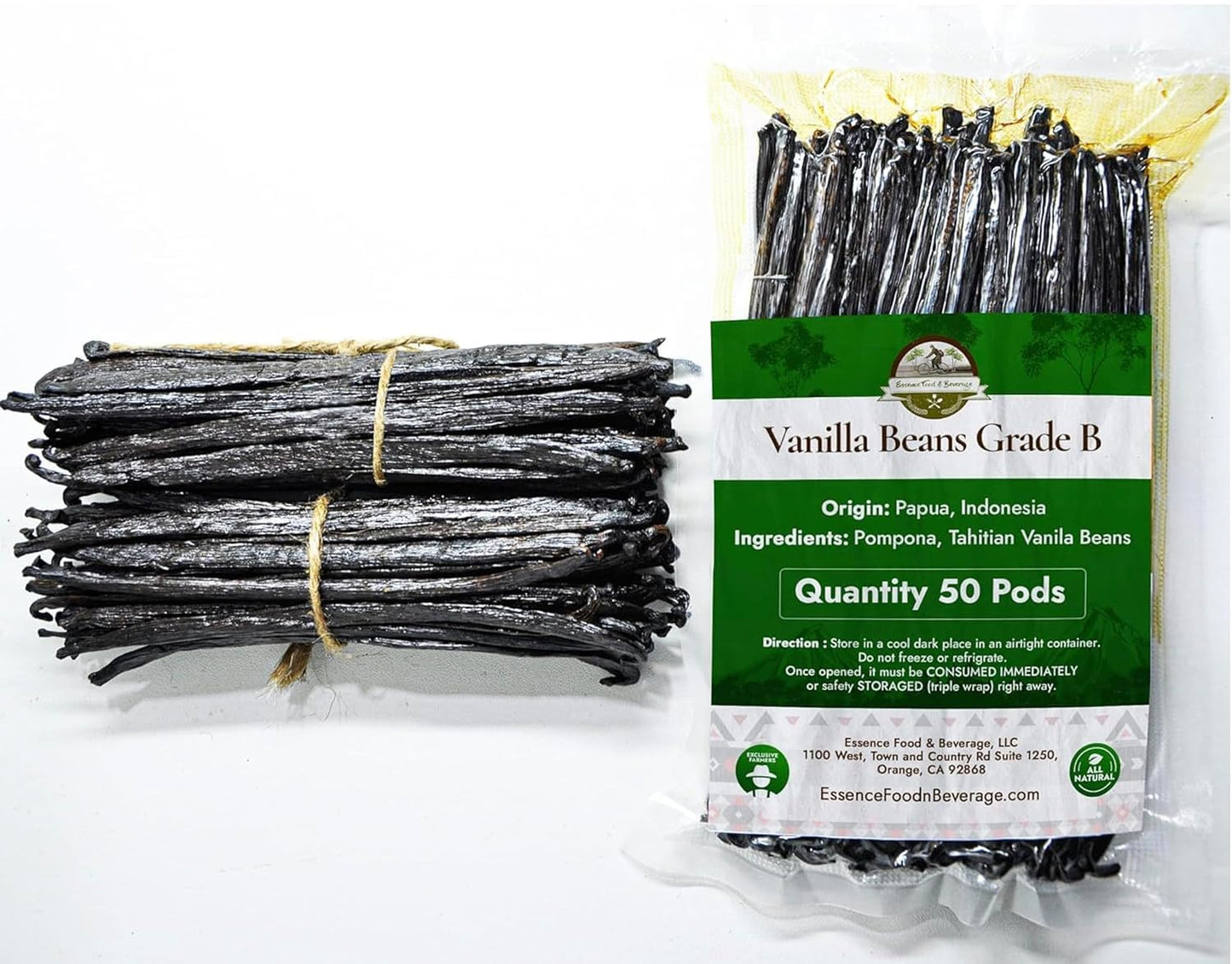 50 Tahitian Vanilla Beans Bulk for Making Vanilla Extract  Whole Vanilla Beans Extract Grade 4-5 inches  Perfect Homemade Extract  baking and cooking (50 Beans) (50 BEANS)