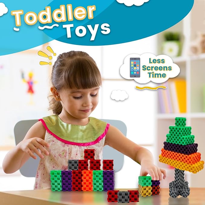 Building Blocks - 48 PCS STEM Educational Building Blocks for Toddlers and Kids Ages 3 to 9+ | Creative & Fun Building Toys for Boys and Girls - Ideal Christmas or Birthday Gift