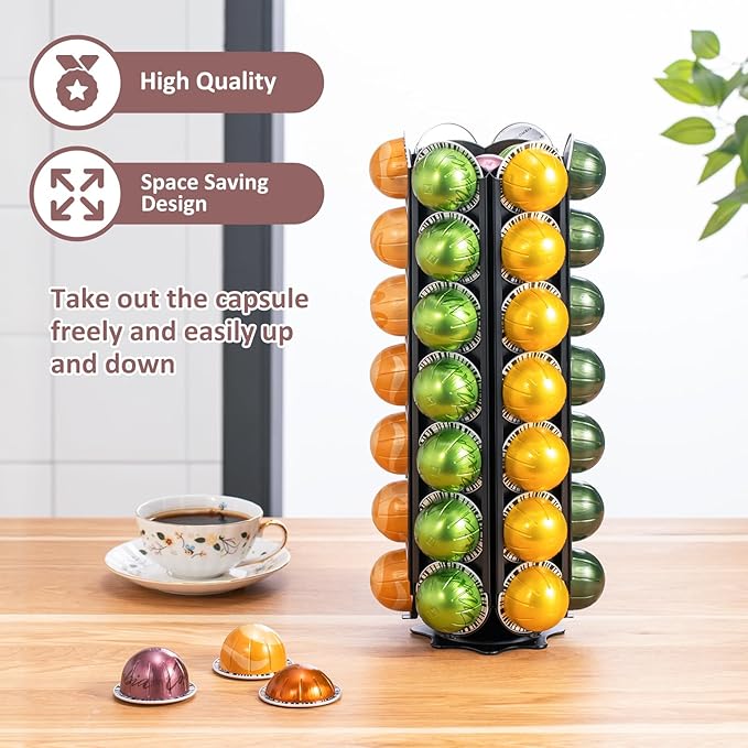 Rice rat vertuo Pods Holder Capsules with Central Extra Pod Storage (Carousel-42+ Pods)
