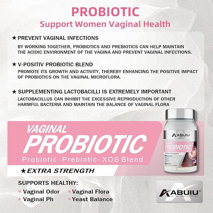 Vaginal Probiotics for Women Vag Health Womens Probiotic for PH Balance Vaginal Odor, Prebiotics Lactobacillus Probiotic Blend Supplement, Cranberry Flavour, 120 Capsules / 2 Packs