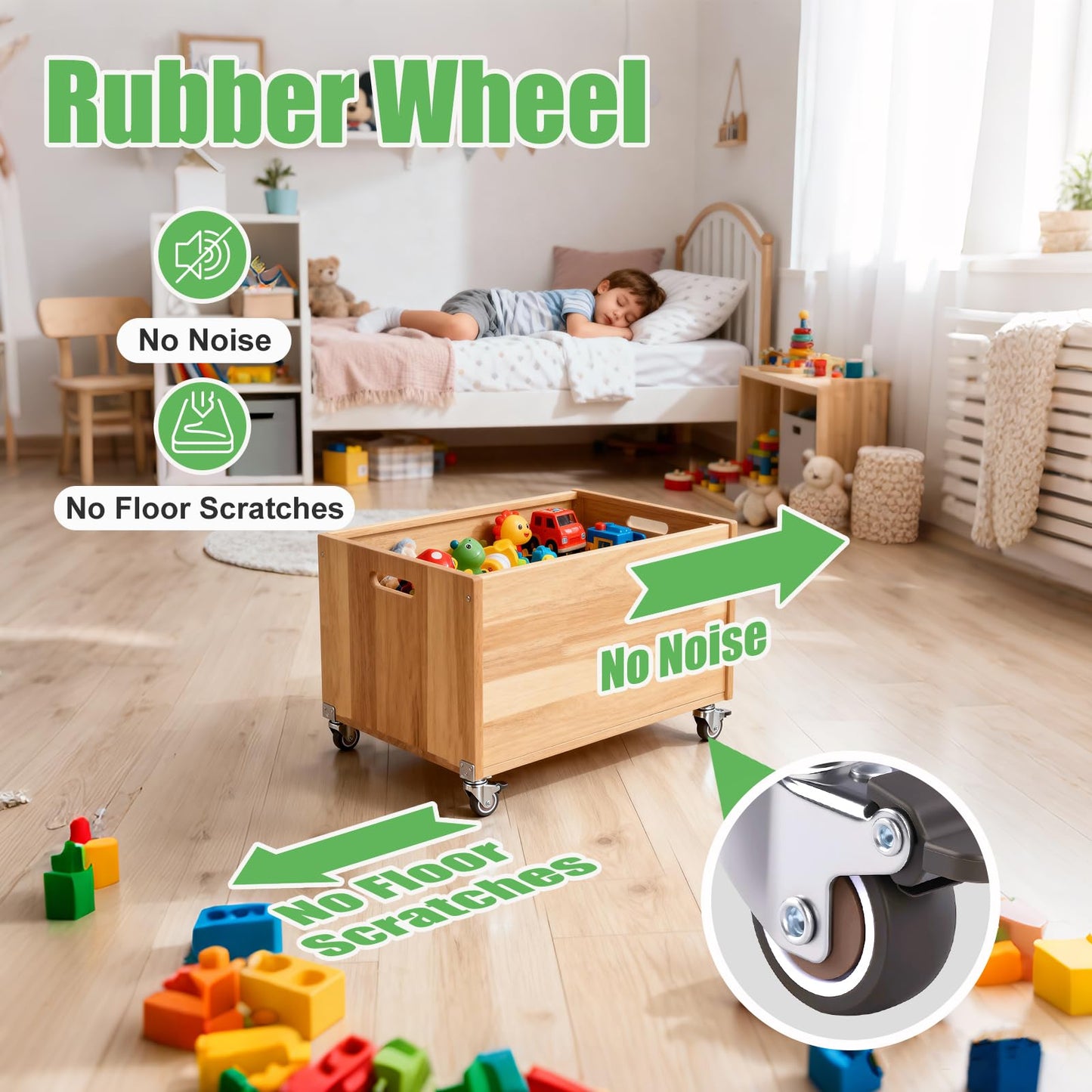 1 Inch Small Caster Wheels Set of 4, L-Bracket Casters Low Profile Side Mount Casters, Swivel Rubber Castors for Furniture, Underbed Drawer, DIY Project, Capacity Lbs: 97 Lbs (with 2 Brakes)