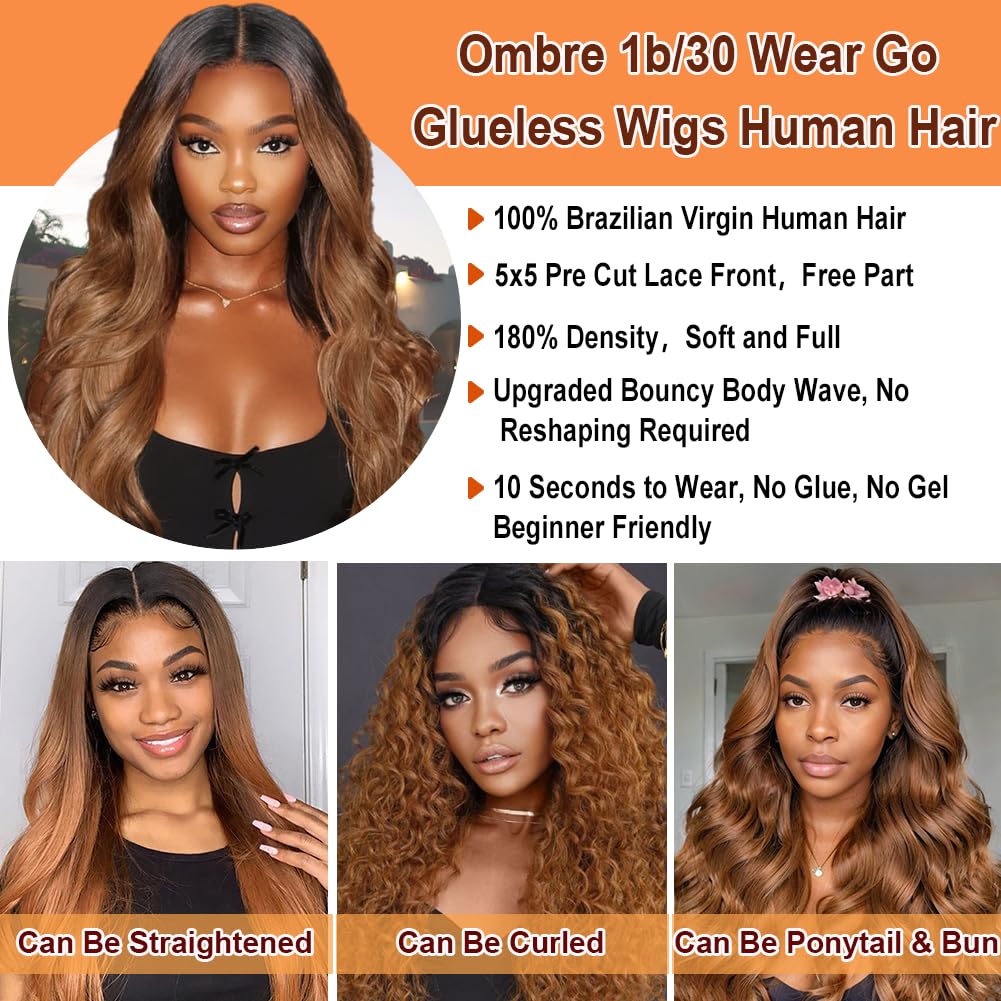 Ombre Lace Front Wigs Human Hair 5x5 Pre Plucked Pre Cut Lace Front Wigs Human Hair 5x5 HD Lace Closure Wigs Human Hair for Wome