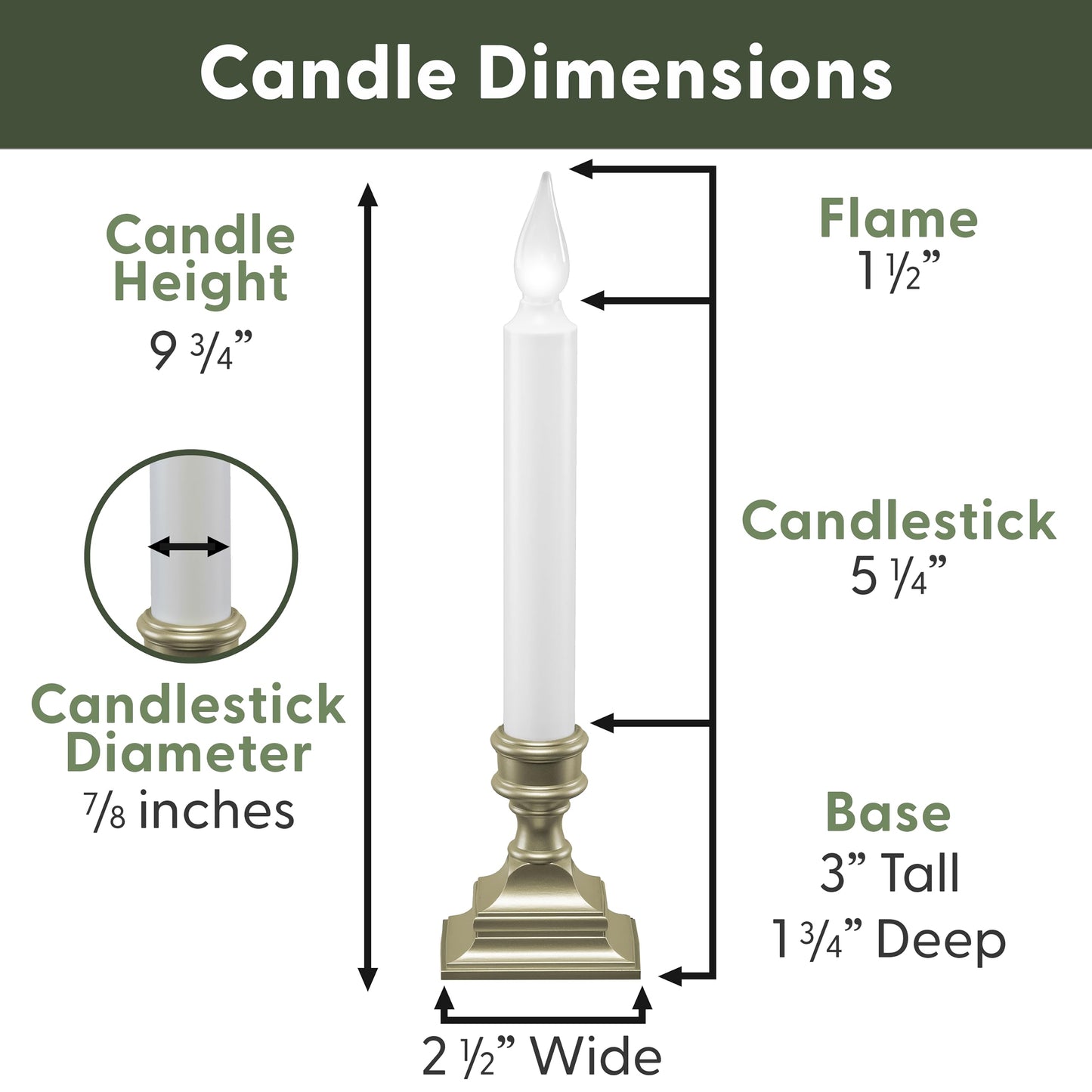 612 Vermont LED Battery Operated Window Candles with Timer, Bright Hot Spot, VT-1506P-4 (Pack of 4, Pewter)