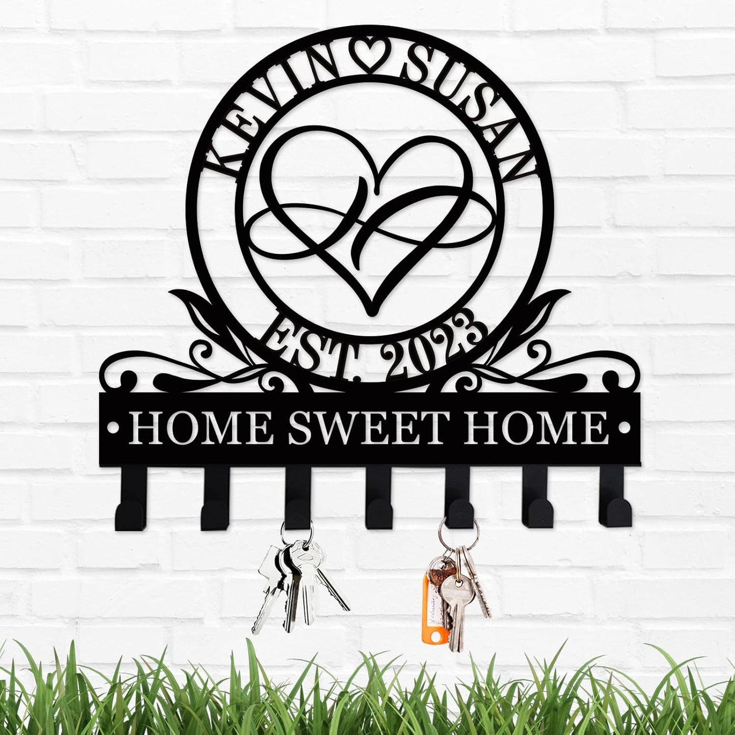 Custom Infinity Key Holder - Personalized Metal Name Signs for Wall, Wedding Gift