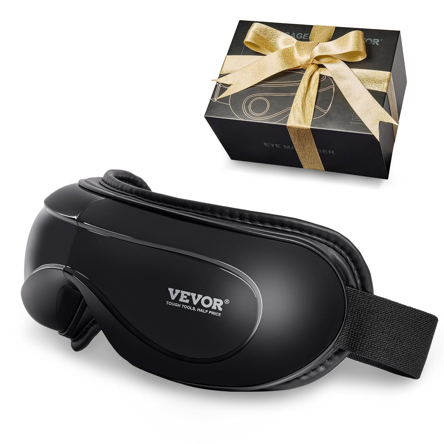 VEVOR Heated Eye Massager - 5 Modes, Bluetooth Music, Foldable, Ideal Gift for Parents, Black