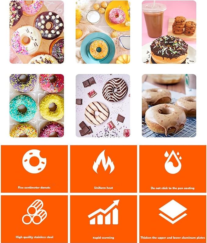 YIYIBYUS 12 Grid Donut Machine Commercial/Domestic Non-Stick Pan Electric Donut Bread Making Machine Mini Donut Machine 2"/ Grid, 110V