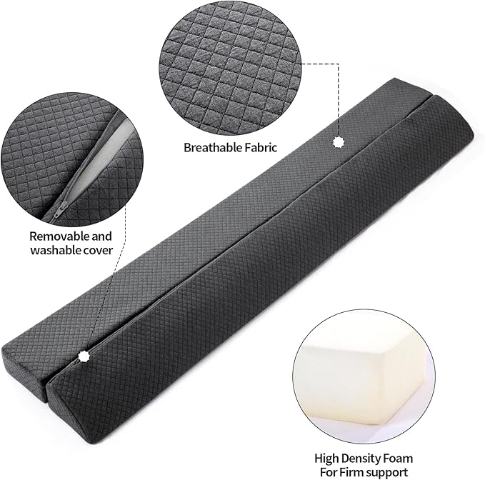 MABOZOO Pillow Wedge for Headboard Gap,Bed Gap Filler Twin Size,Foldable Bed Wedge Pillow for Headboard,Grey Bed Wedge Gap Filler,Foam Mattress Gap Filler,39"x6"x6"