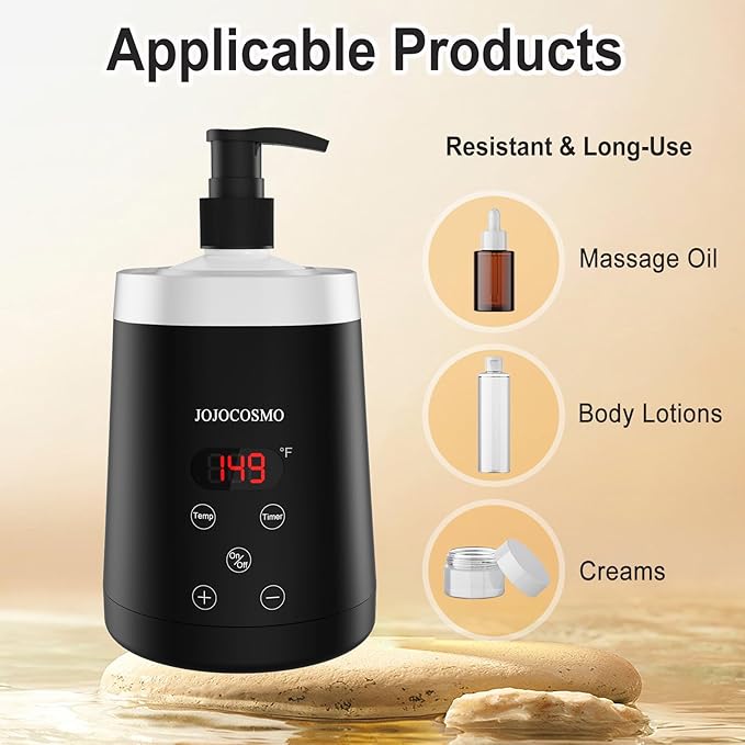 Massage Oil Warmer Digtal Lotion Warmer for SPA, Automatic Oil Warmer For Massage Oil Lotion Cream Heater for Salon, Home, with Two Oil Bottle Dispenser (black)