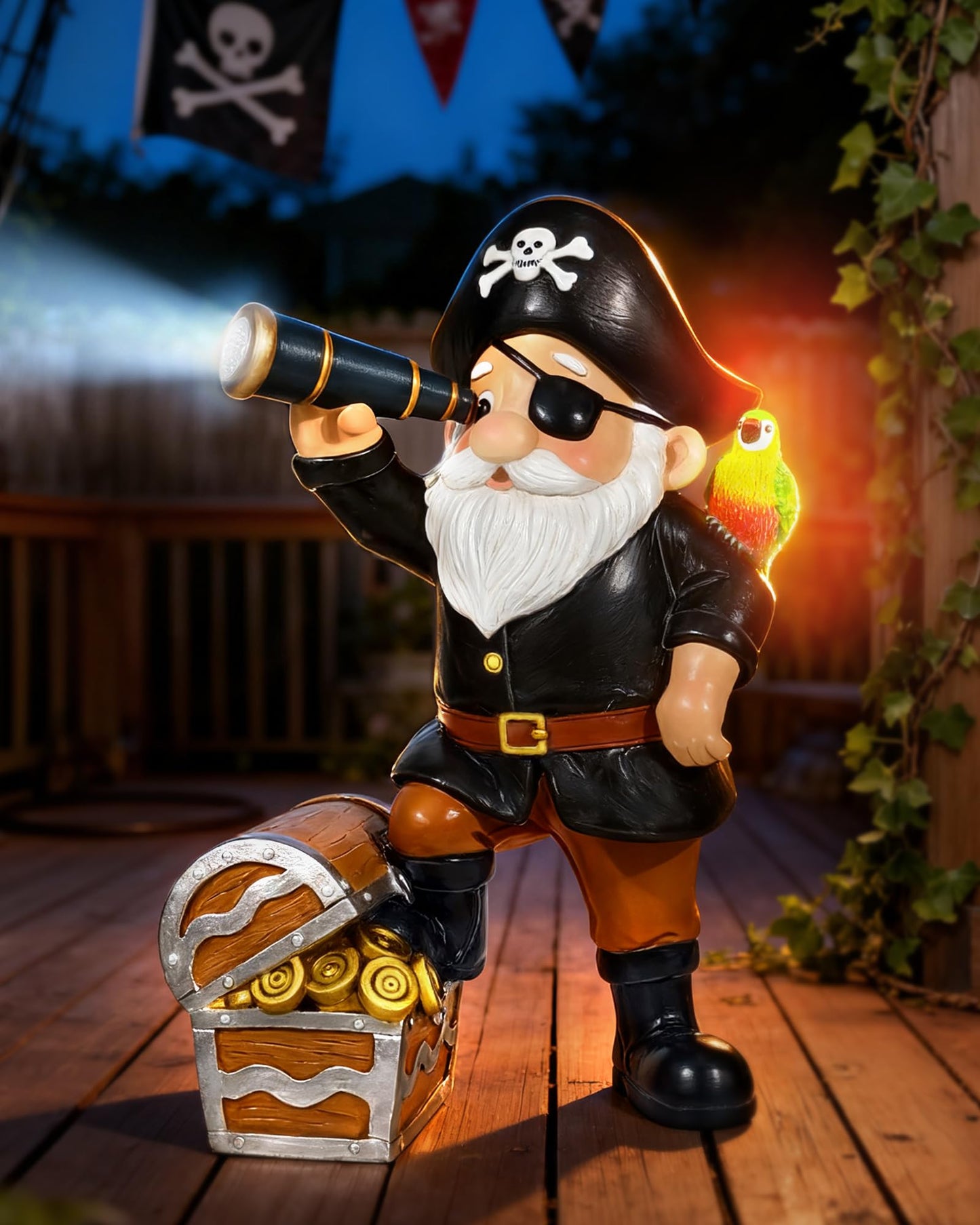 Miggley Solar Pirate Gnome Statue - Whimsical Outdoor Garden Decor For Yard  Patio  Lawn  Backyard - Ideal Gift For Women  Garden Lovers  Moms  Birthdays