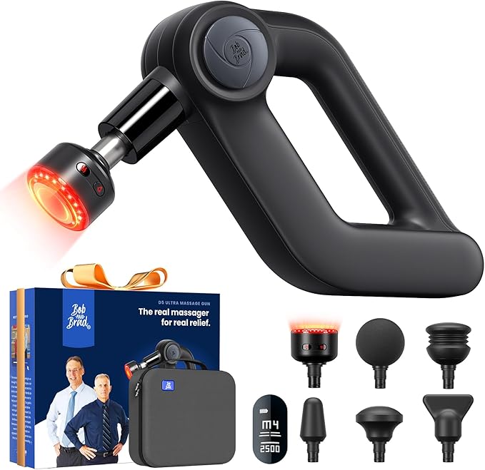 BOB AND BRAD D5 Ultra Massage Gun with Red Light Infrared Heat Head, FSA-HSA Eligible, 13mm Deep Tissue Percussion Muscle ...