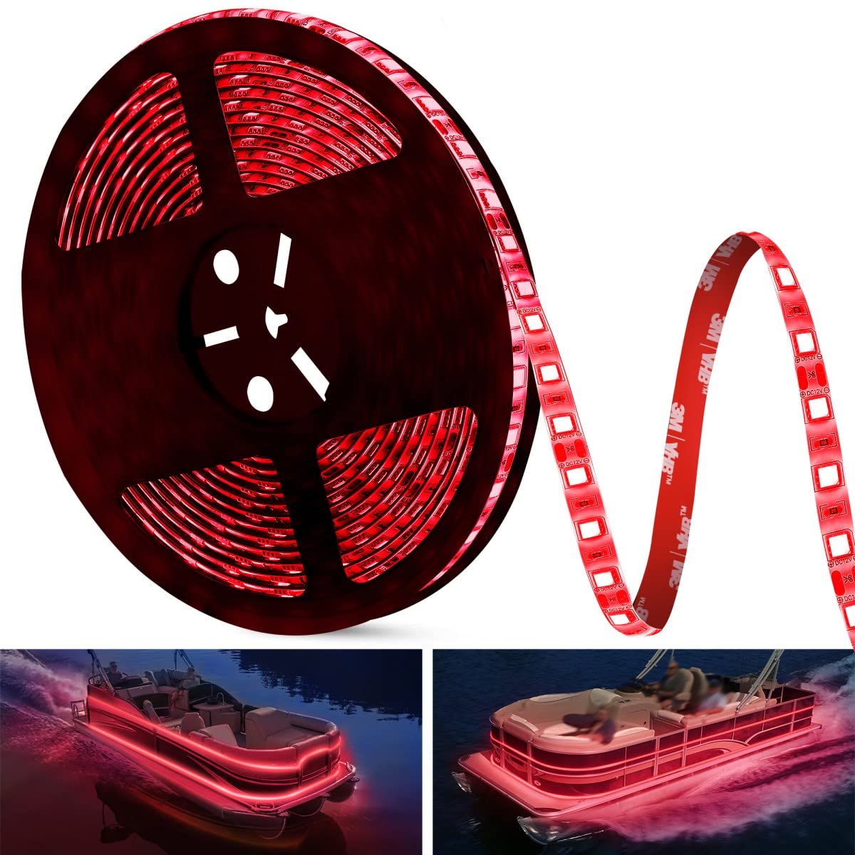 Vbakor 25Ft Led Boat Lights  Waterproof Marine Pontoon Led Strip Lights  Boat Deck Interior Light  Boats Accessories  Under  nel Lighting  Night Fishing Light For Pontoon Fishing Boats (Red)
