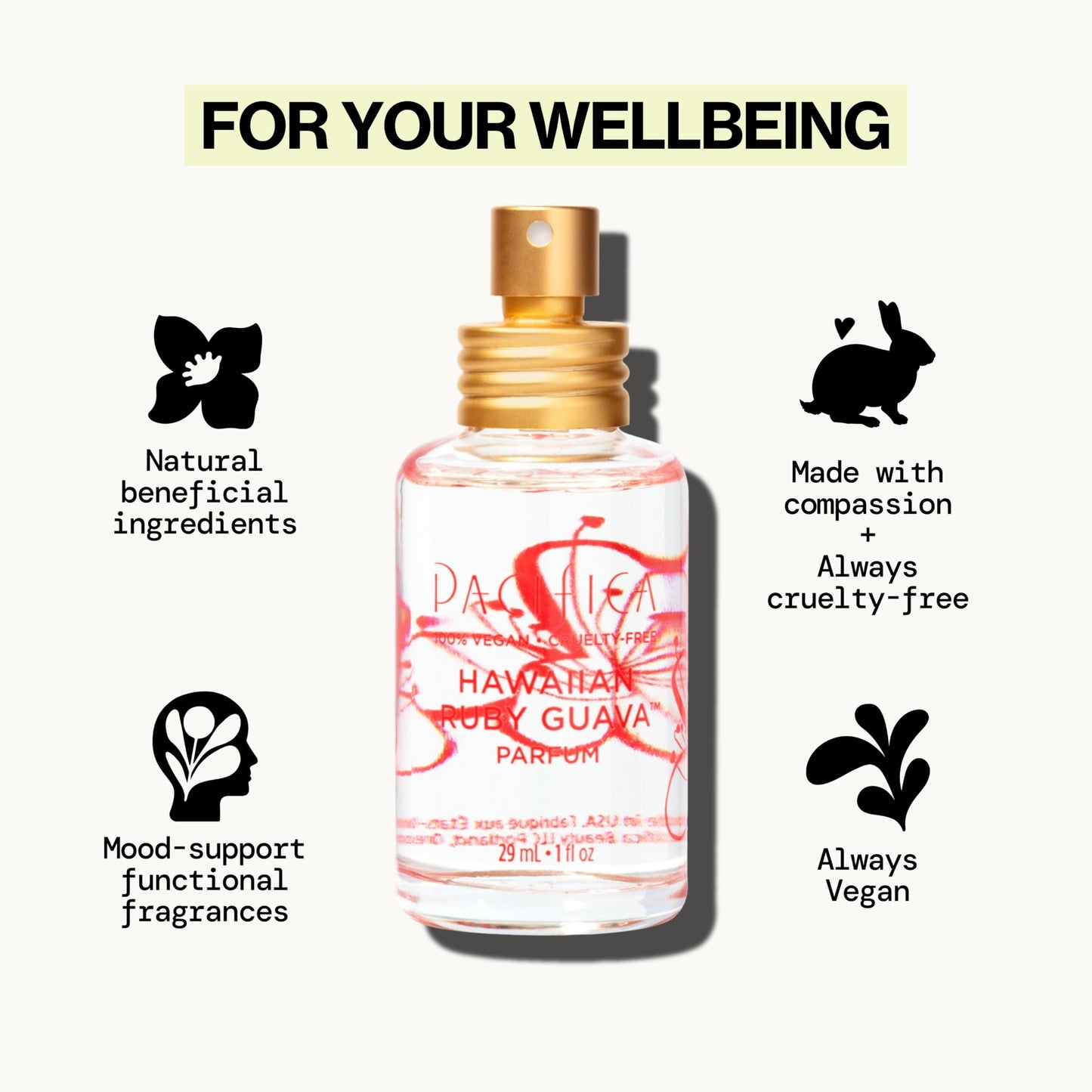 Pacifica Hawaiian Ruby Guava Spray Perfume - Vegan, Cruelty-Free Personal Fragrance with Essential Oils