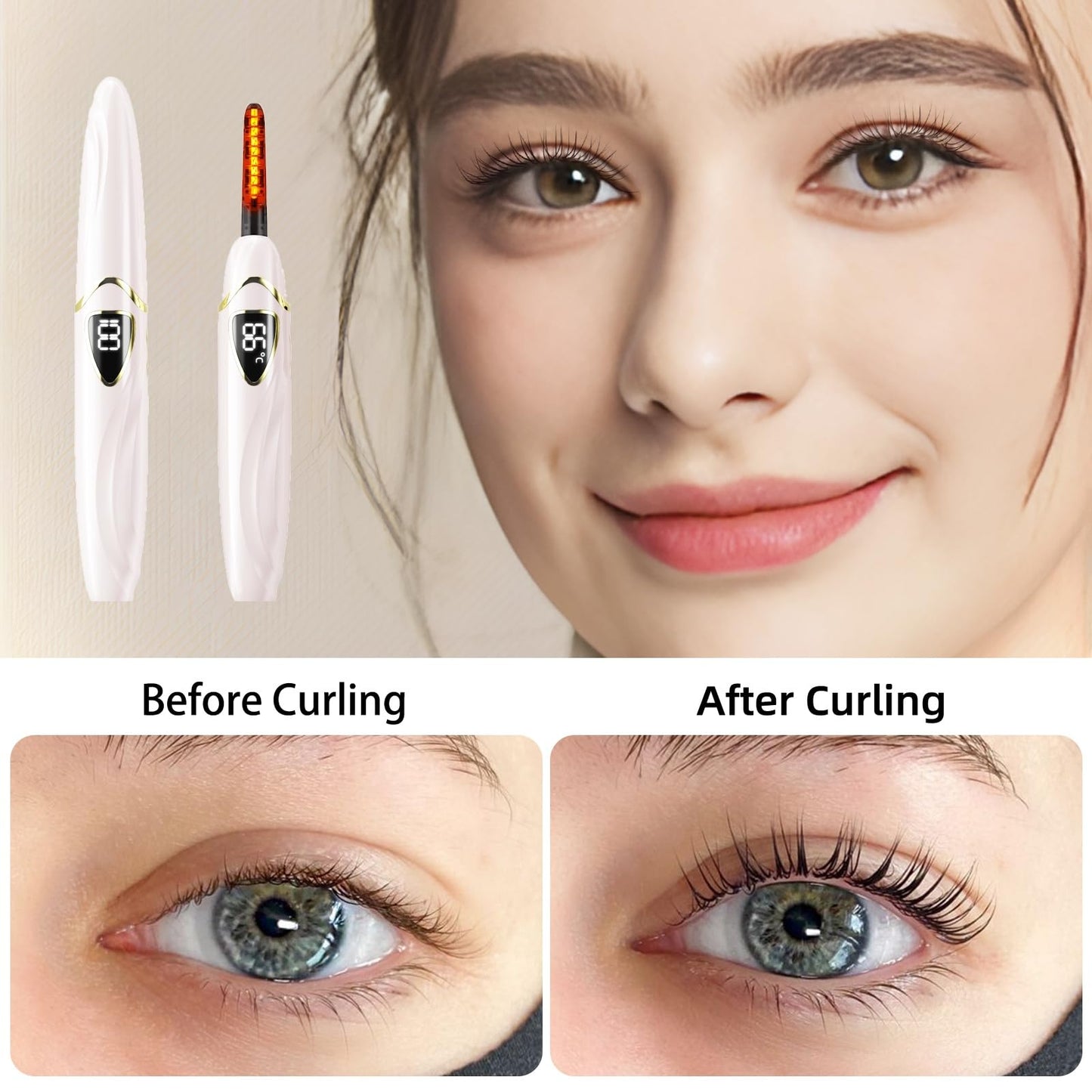 ZAPAL Heated Eyelash Curler, S600 Rechargeable Heated lash Curler, Intelligent Power Off Electric Eyelash Curler Heated Quickly
